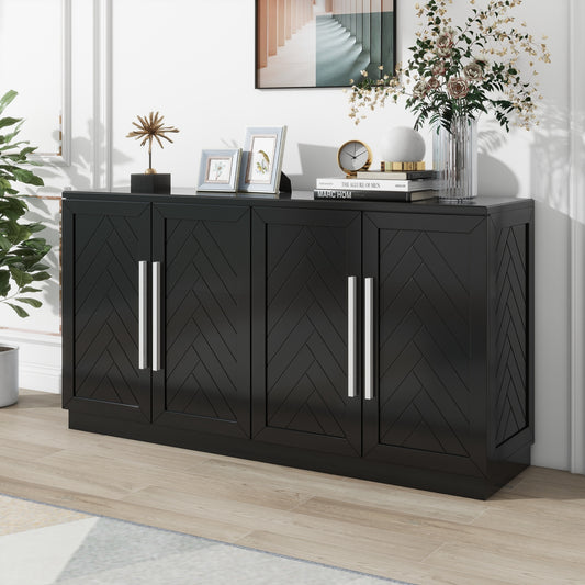 TREXM Sideboard Buffet Cabinet with Storage - Black - primary color shot