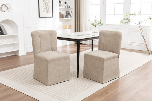 Brown Walnut Coffee Linen Dining Chair