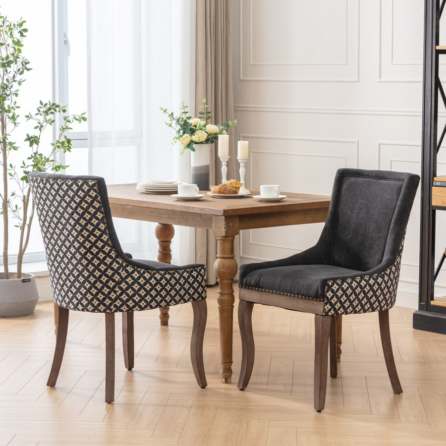 Black Fabric Dining Chairs with Black Legs (Set of 2)
