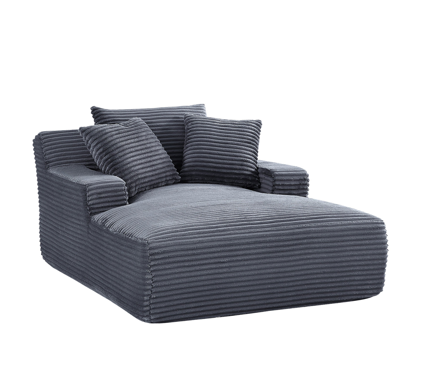 Cloudline Oversized Chaise Lounge Chair in Soft Corduroy - Grey - detail view 4