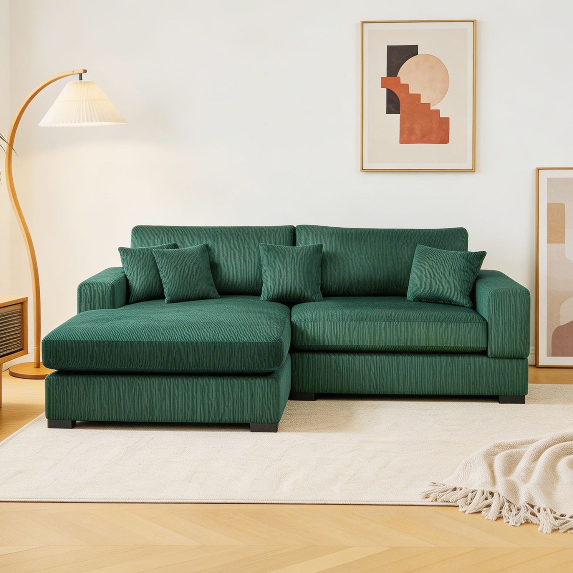 Mid Century Modern Sectional 3-Seater Sectional.polyester.suitable - GREEN - primary color shot