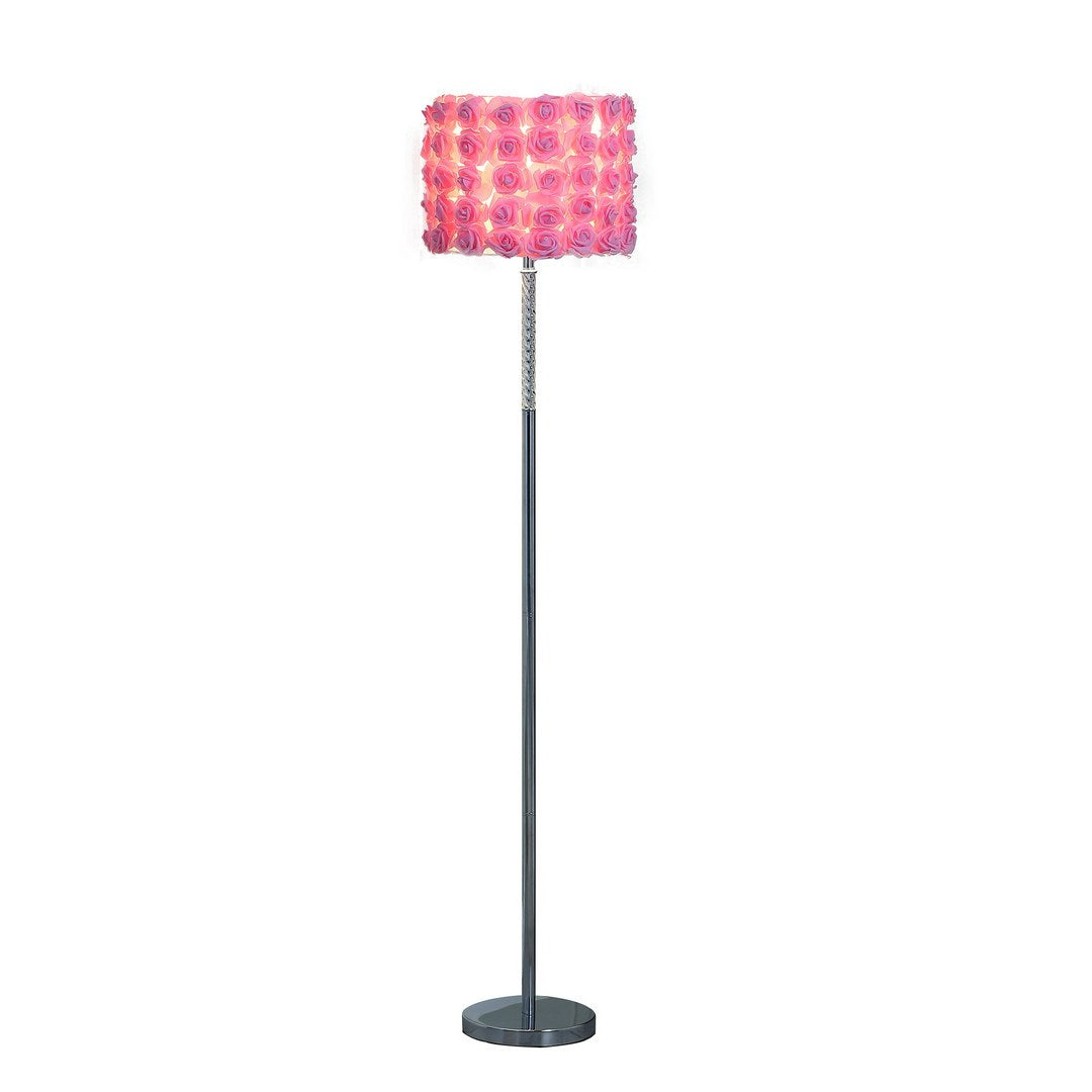 63'In Pink Roses In Bloom Acrylic/Metal Floor Lamp