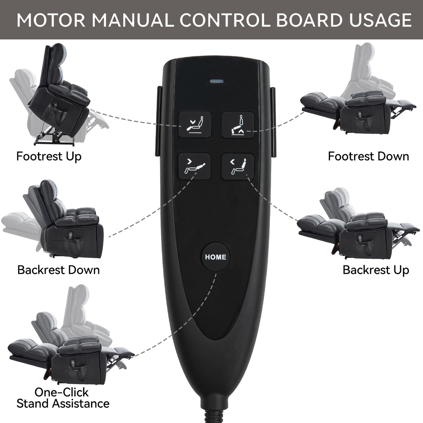 Black Leatheraire Heat Massage Dual Motor Infinite Position Up to 350 LBS Large Electric Power Lift Recliners with Hidden Cup Holders - detail view 7