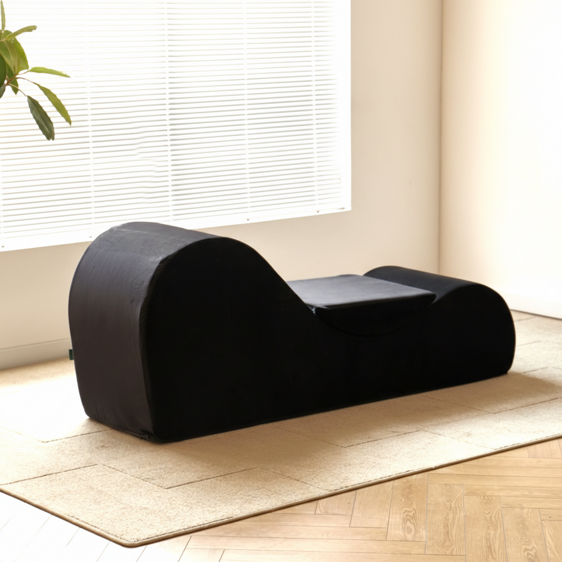 Solace Chaise Lounge Chair Ergonomic Design with Soft Yet Firm High-Density Foam Core Removable Machine-Washable Cover Black Polyurethane 62.5 X 18 X - detail view 4