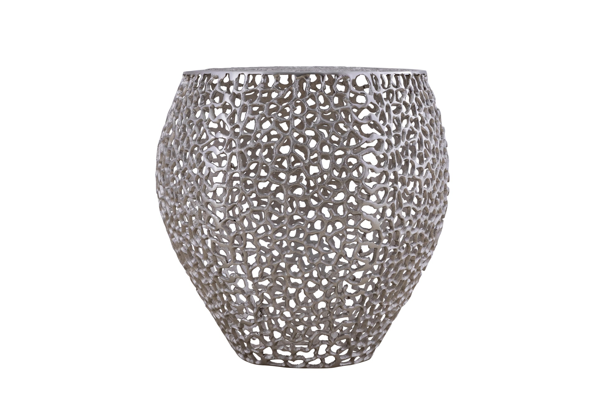 Azriel Aluminum Mesh Side Table, Silver