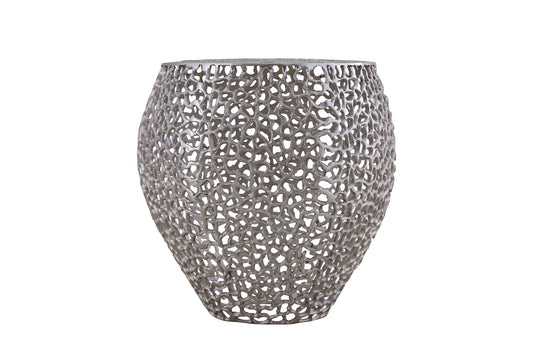Azriel Aluminum Mesh Side Table, Silver