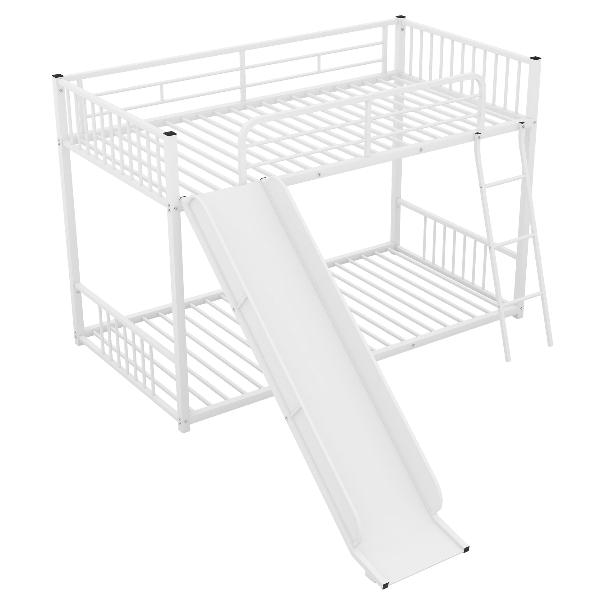 Megan Modern White Metal Twin Bunk Bed with Slide