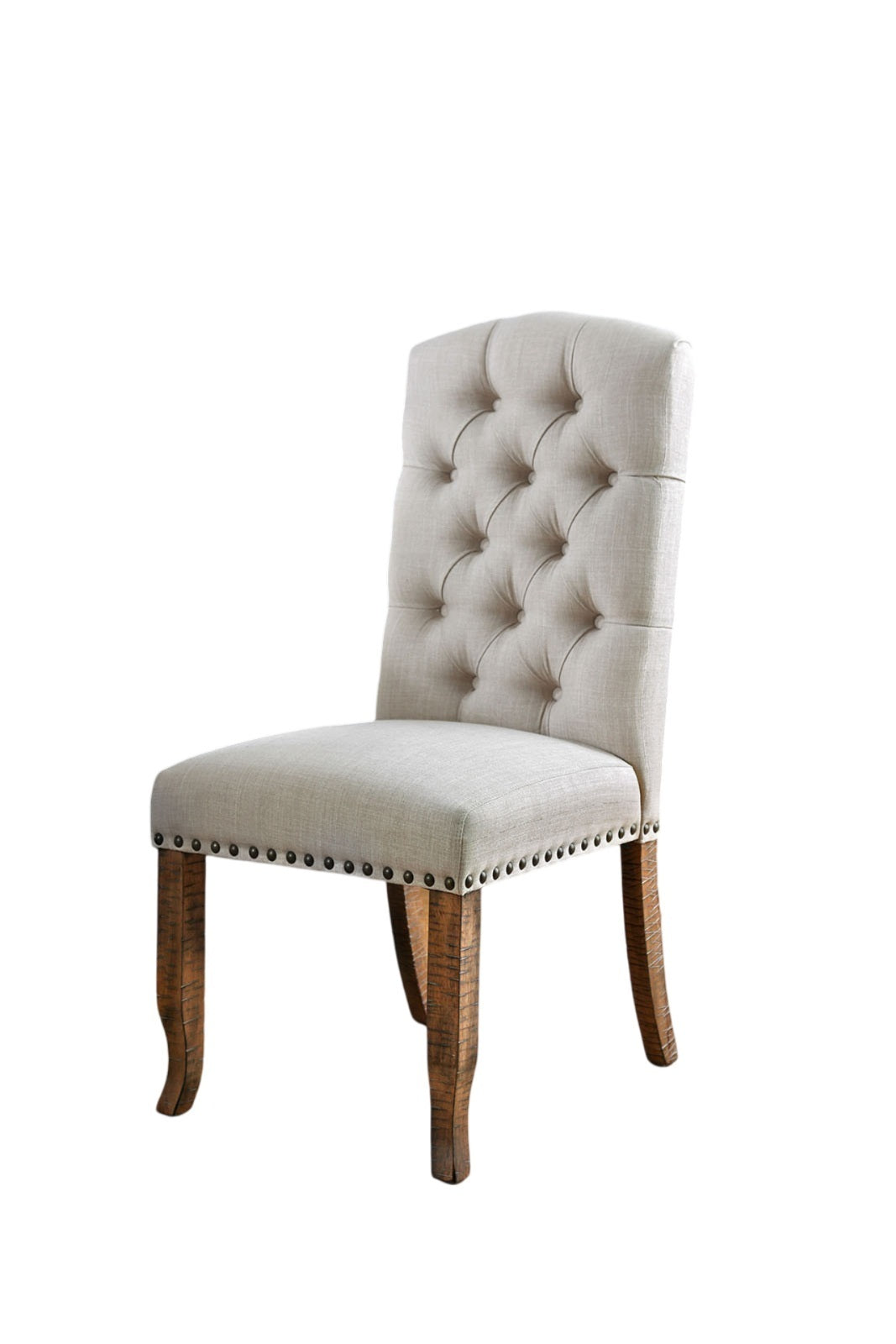 Diana Contemporary Tufted Side Chairs Set of 2 Ivory & Rustic Oak