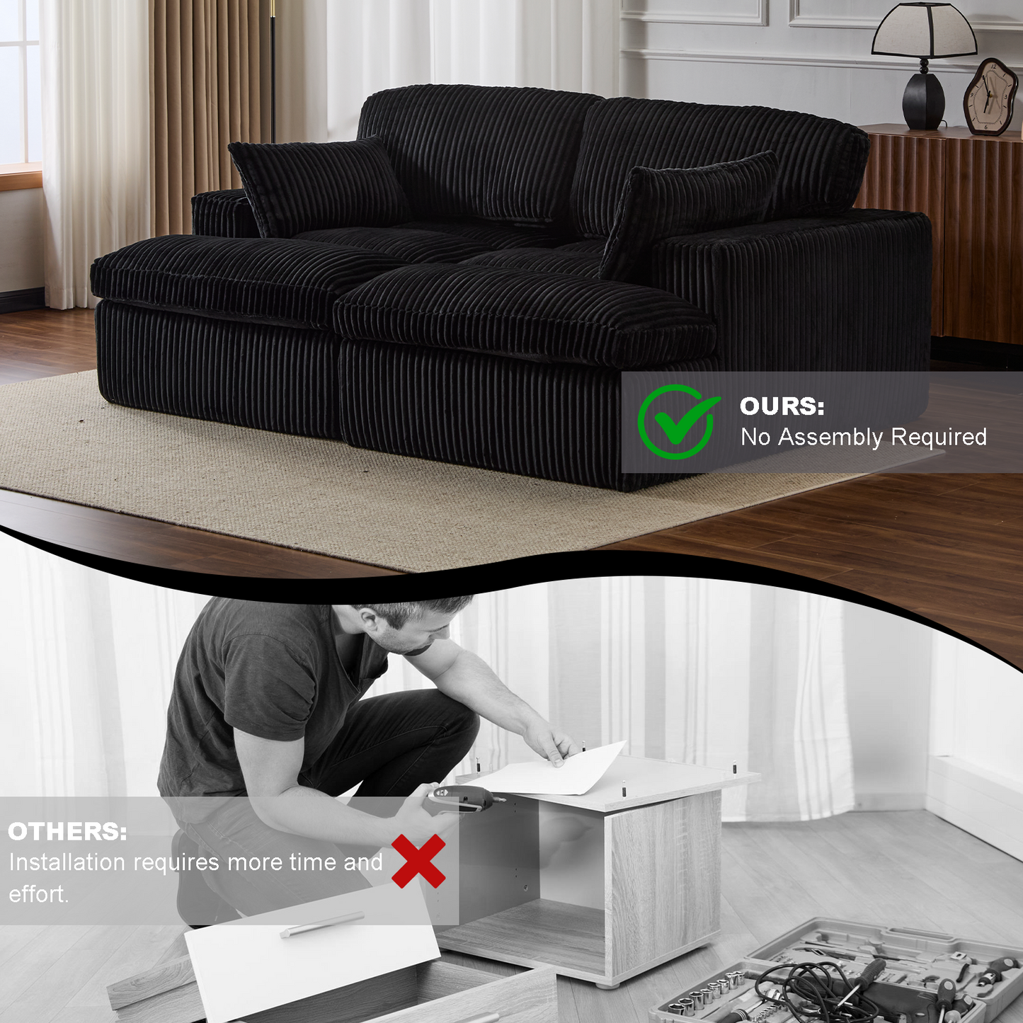 Double Chaise Lounge Chair Indoor - Black - detail view 8
