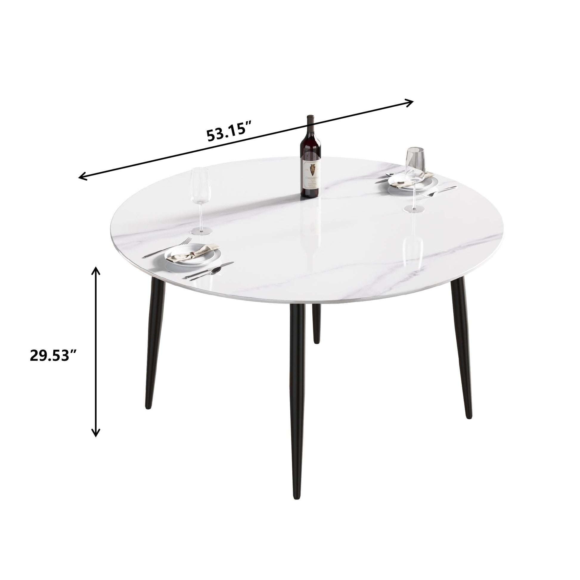 Saffron 53" Modern Artificial Stone Dining Table with Black Legs
