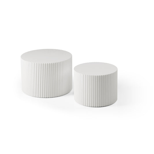 White Round Nesting Table Set of 2 - primary color shot