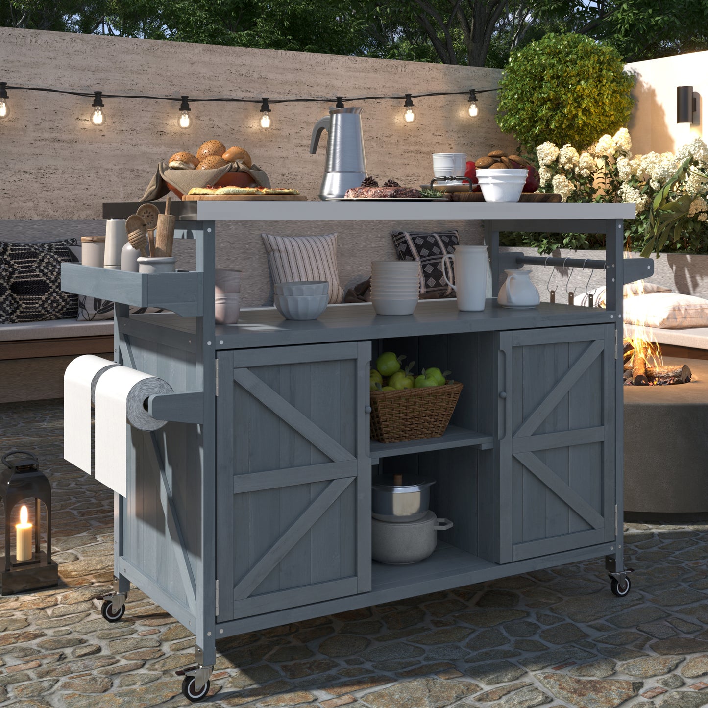 K&k Outdoor Kitchen Island - Grey & Blue - detail view 3