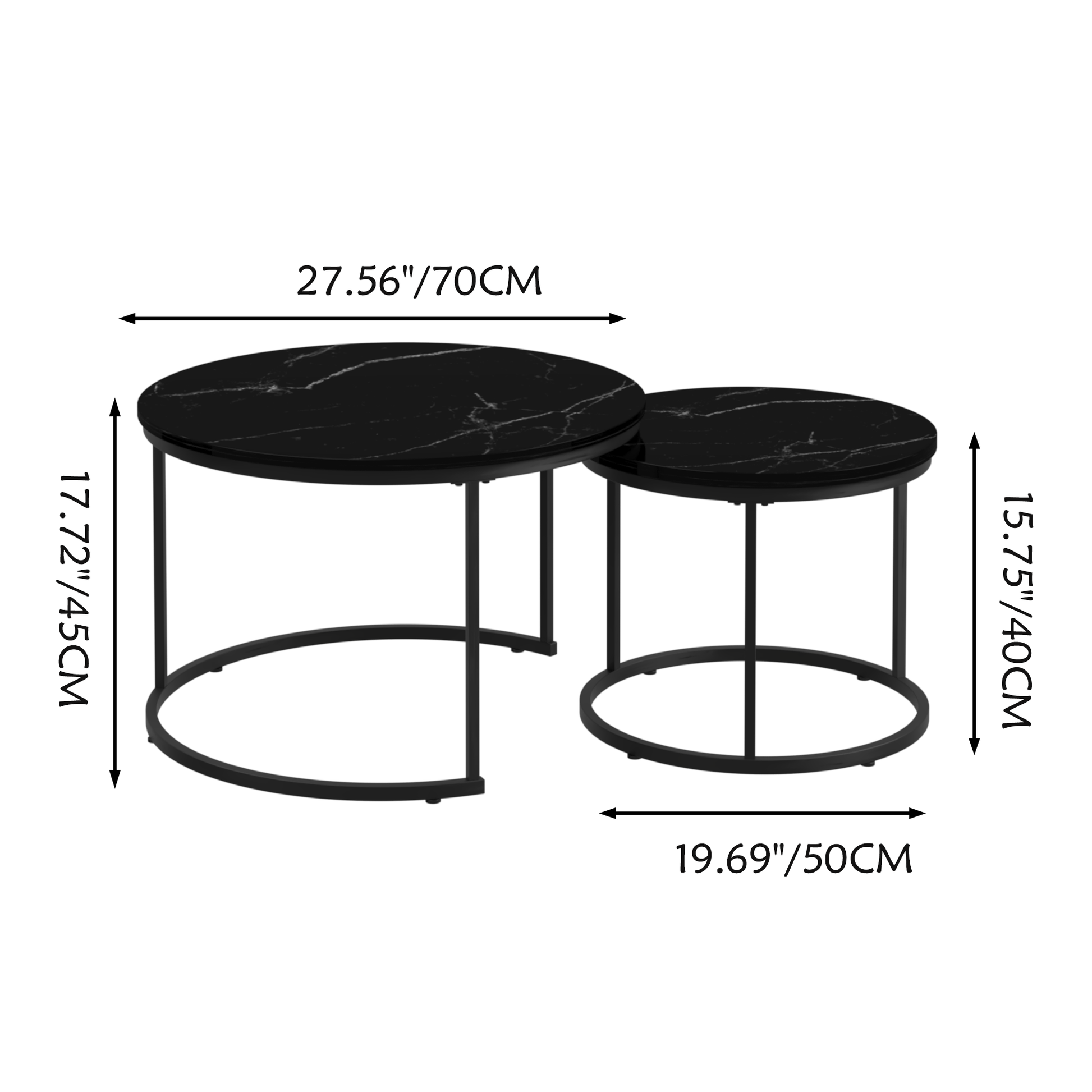 Black Wood+metal Steel Frame Nesting Tables with Black Legs - detail view 3