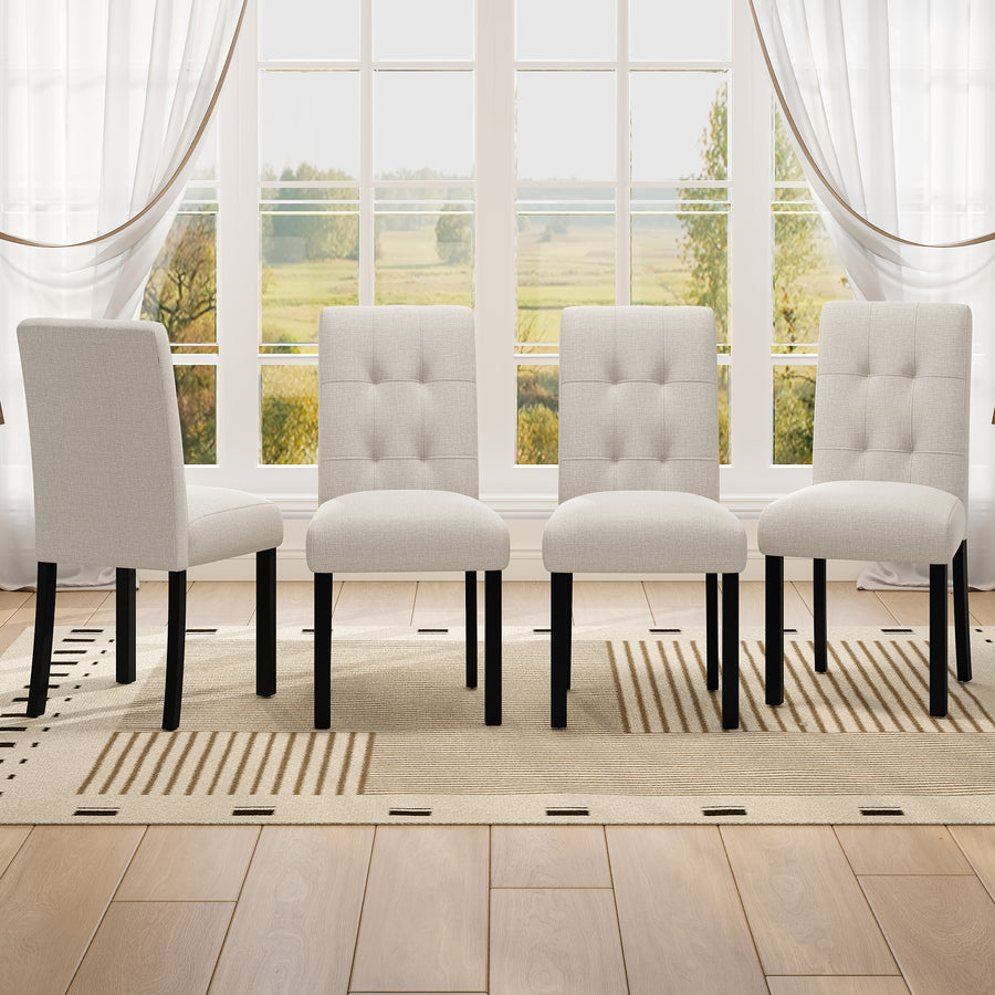4 Piece Modern Tufted Dining Chair - Beige - primary color shot
