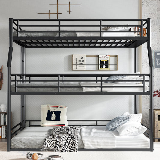 Full XL over Queen over Queen Bunk Bed - Black - detail view 2