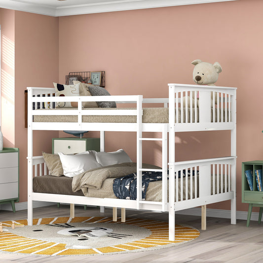 Full over Full Bunk Bed with Ladder - White - primary color shot
