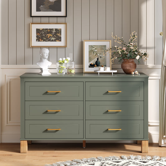 6-Drawer Spacious Dresser with Mid-Century Style and High Weight Capacity