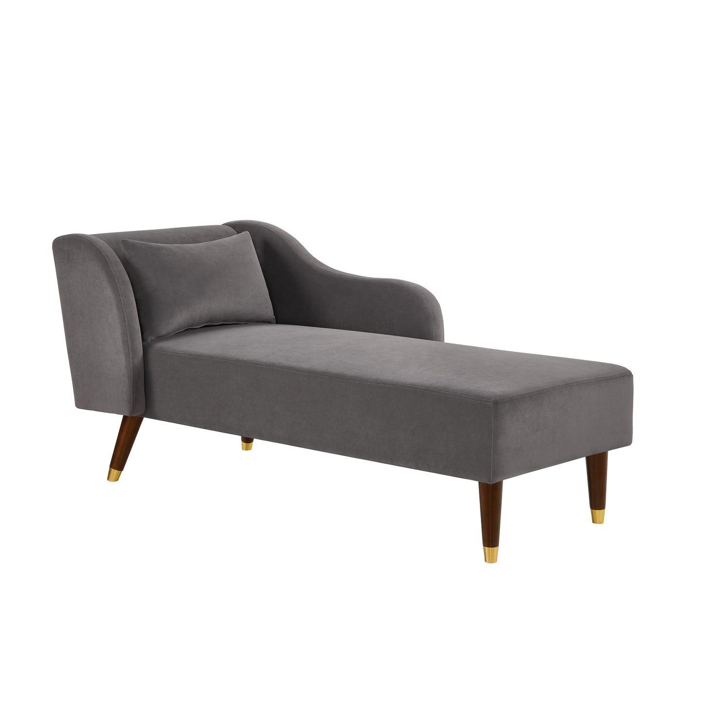 Modern Chaise Lounge Chair Velvet Upholstery (grey) - detail view 8