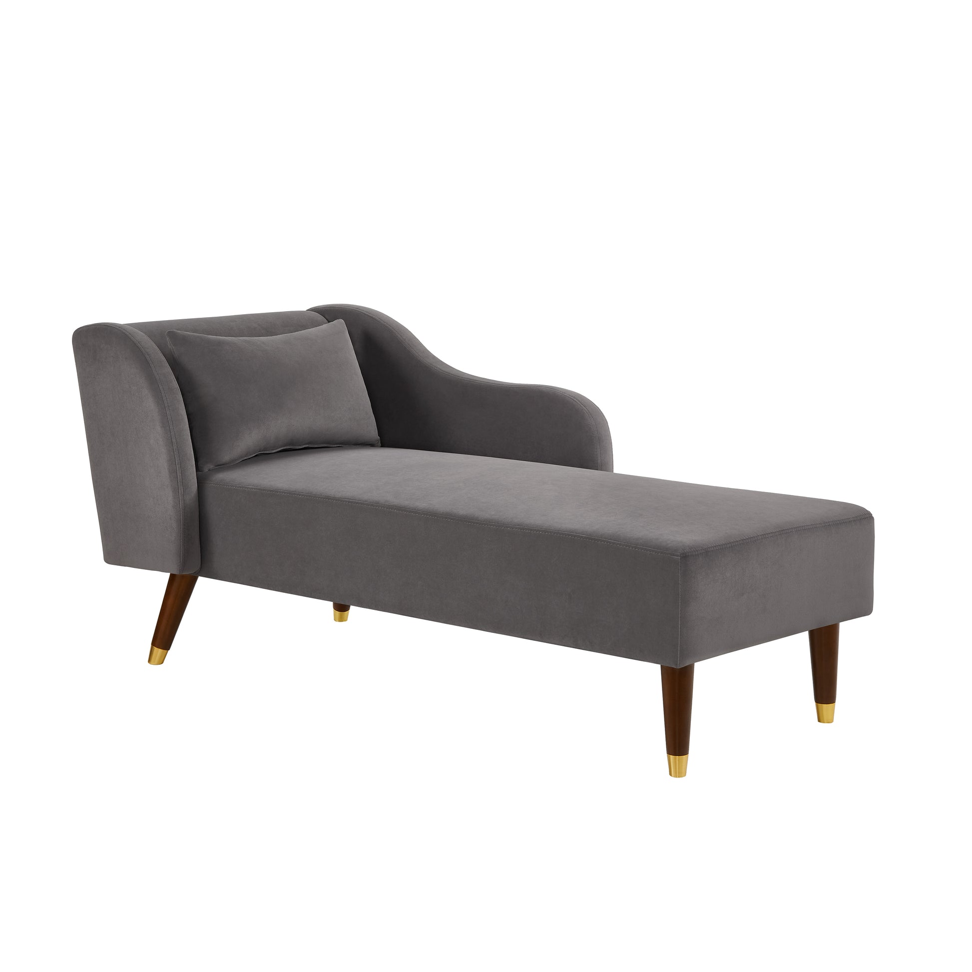 Modern Chaise Lounge Chair Velvet Upholstery (grey) - detail view 8