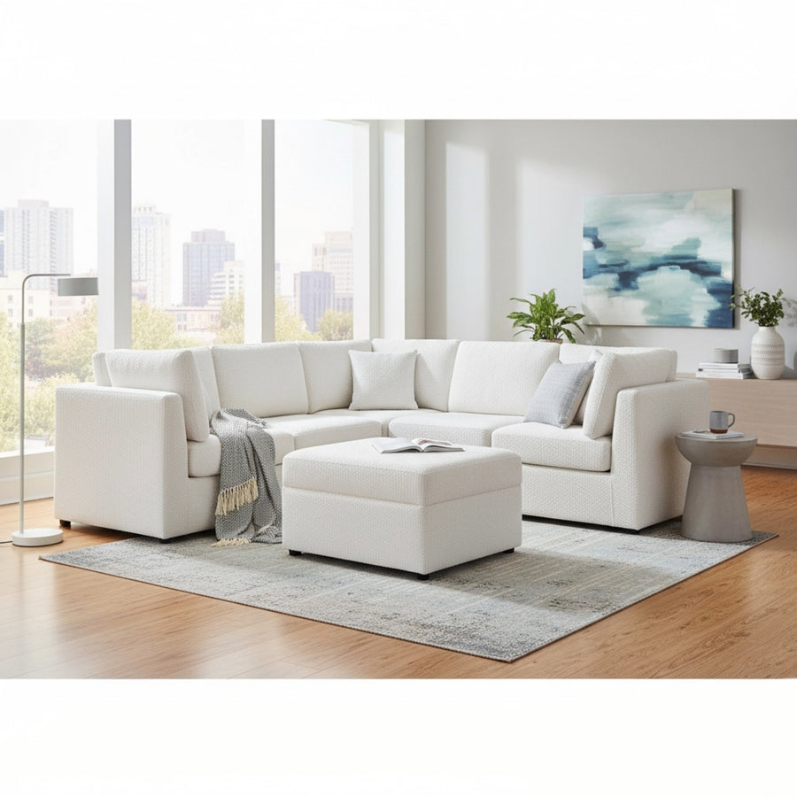 Chauncy 6-PC Sectional in Ivory with Performance Fabric, Modular Design - detail view 5