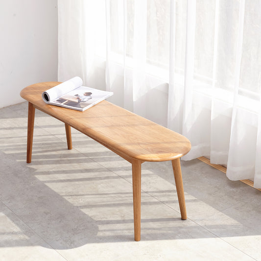 Natural Oak Wood Dining Bench Table Bench with Solid Oak Construction and Unique Design - detail view 2