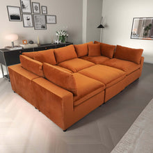 Hayward Modern Oversized Velvet Modular Sectional Sofa in Burnt Orange - detail view 5