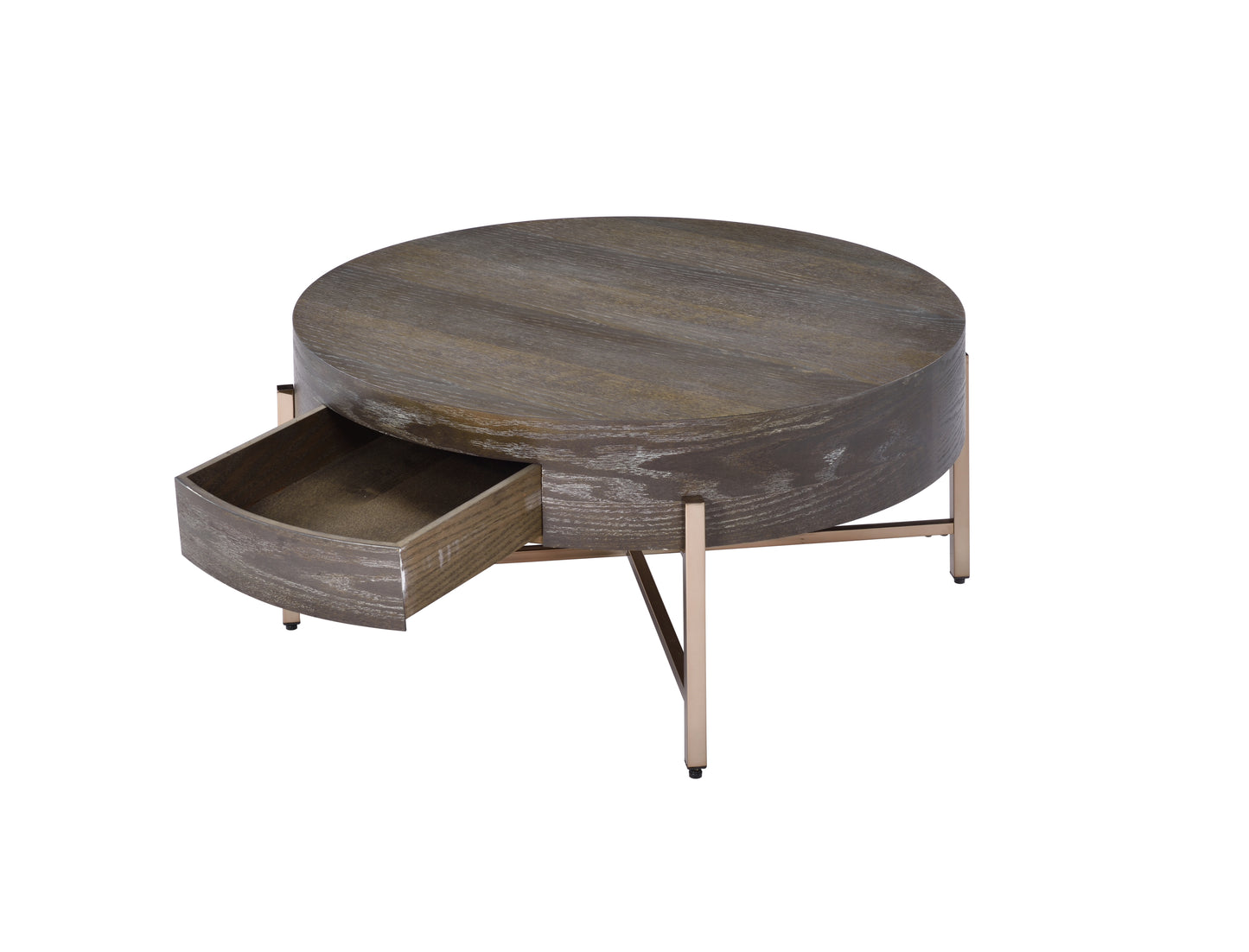 Calvin Light Brown and Champagne 1-Drawer Coffee Table