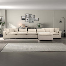Hayward Ivory Velvet Modular Sectional Sofa with Foam Cushions and Removable Back, Elegant and Durable - detail view 6