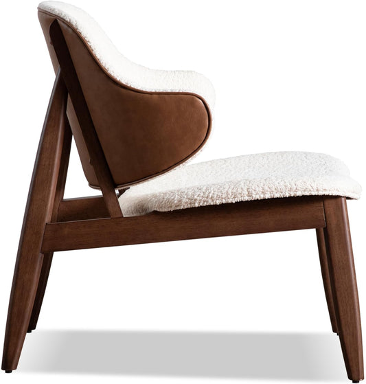 Belp Mid-Century Modern Wingback Accent Chair - Bouclé & Walnut