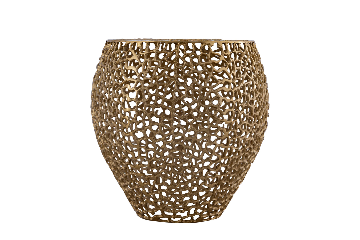 Azriel Aluminum Mesh Side Table, Gold