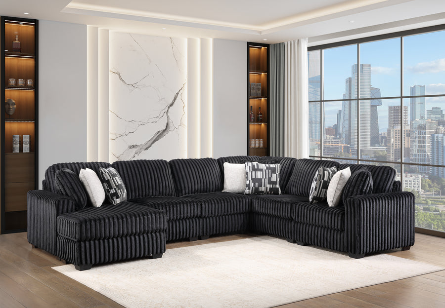 SNUGGLE Modern Living Room Sectional in Black with High-Quality Fabric Upholstery-Reversible Sectional - primary image