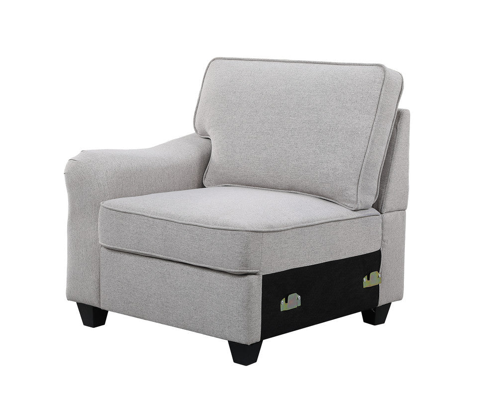 Leo 125' Light Gray Linen 8Pc Modular L-Shape Sectional Sofa and Ottoman - detail view 4