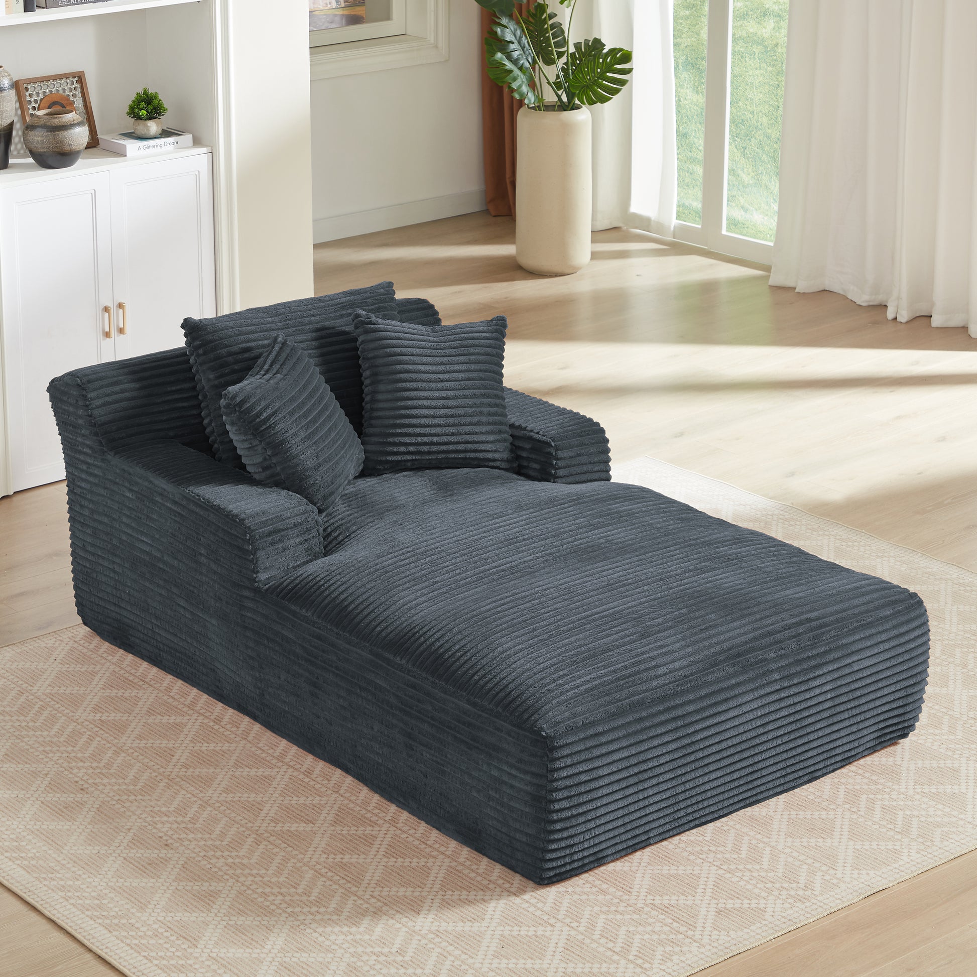 Oversized Chaise Lounge Chair Indoor - Grey - detail view 4