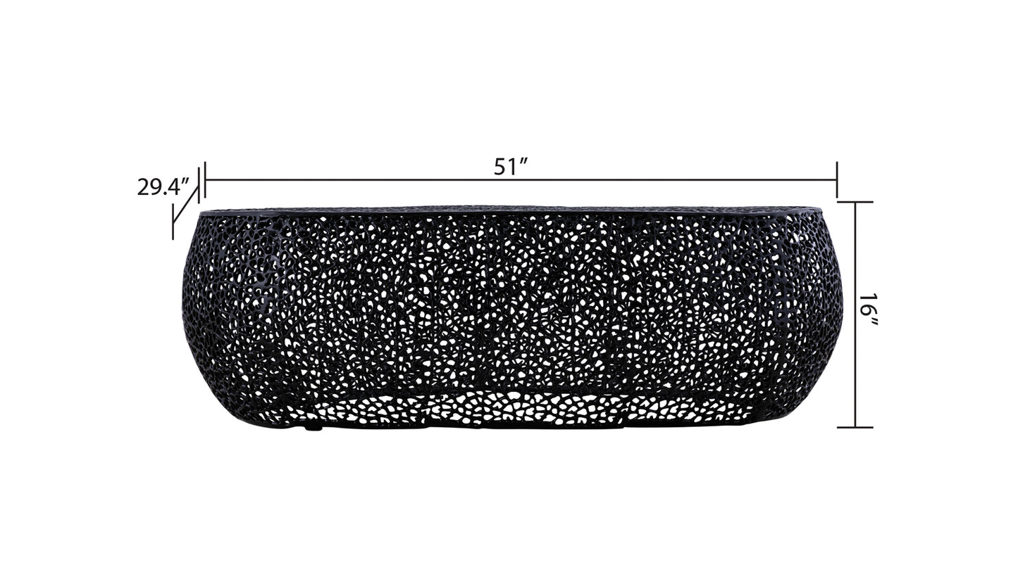 Azriel Oval Aluminum Mesh Coffee Table, Black