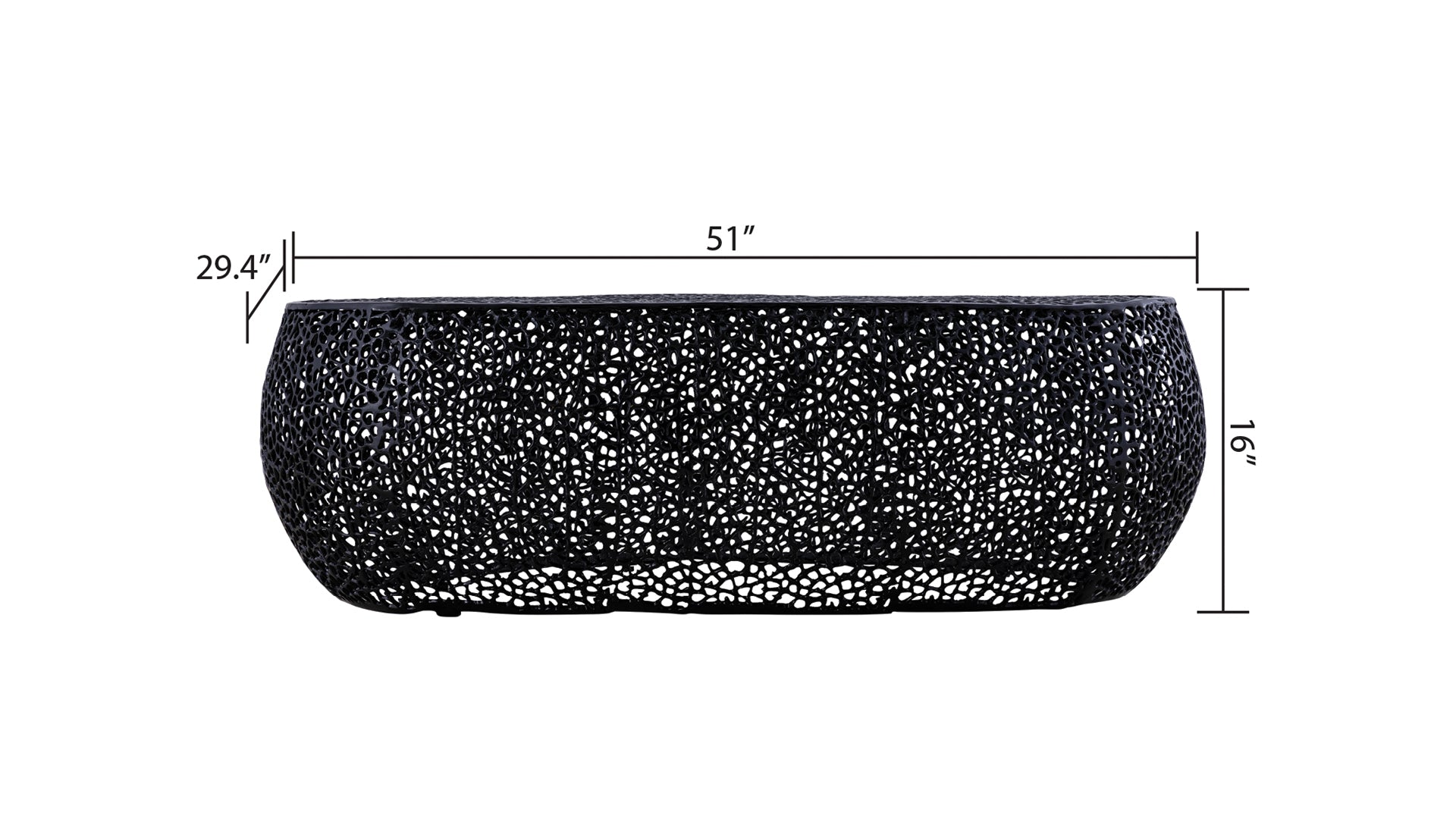 Azriel Oval Aluminum Mesh Coffee Table, Black