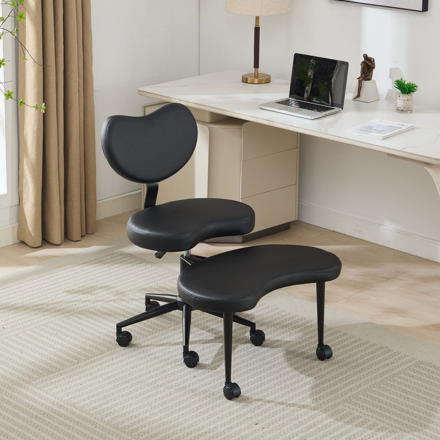 Black PU Leather Office Chair with Black Legs