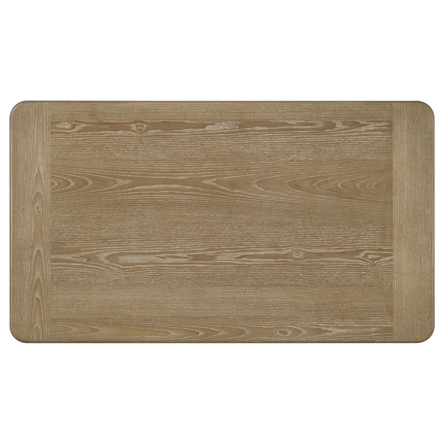 Adina Rectangular Coffee Table with Dual Reeded Pedestal Base – Distressed Light Brown