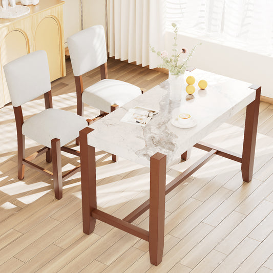 3-Piece Counter Height Dining Table Set for 2 - Beige,brown - detail view 2