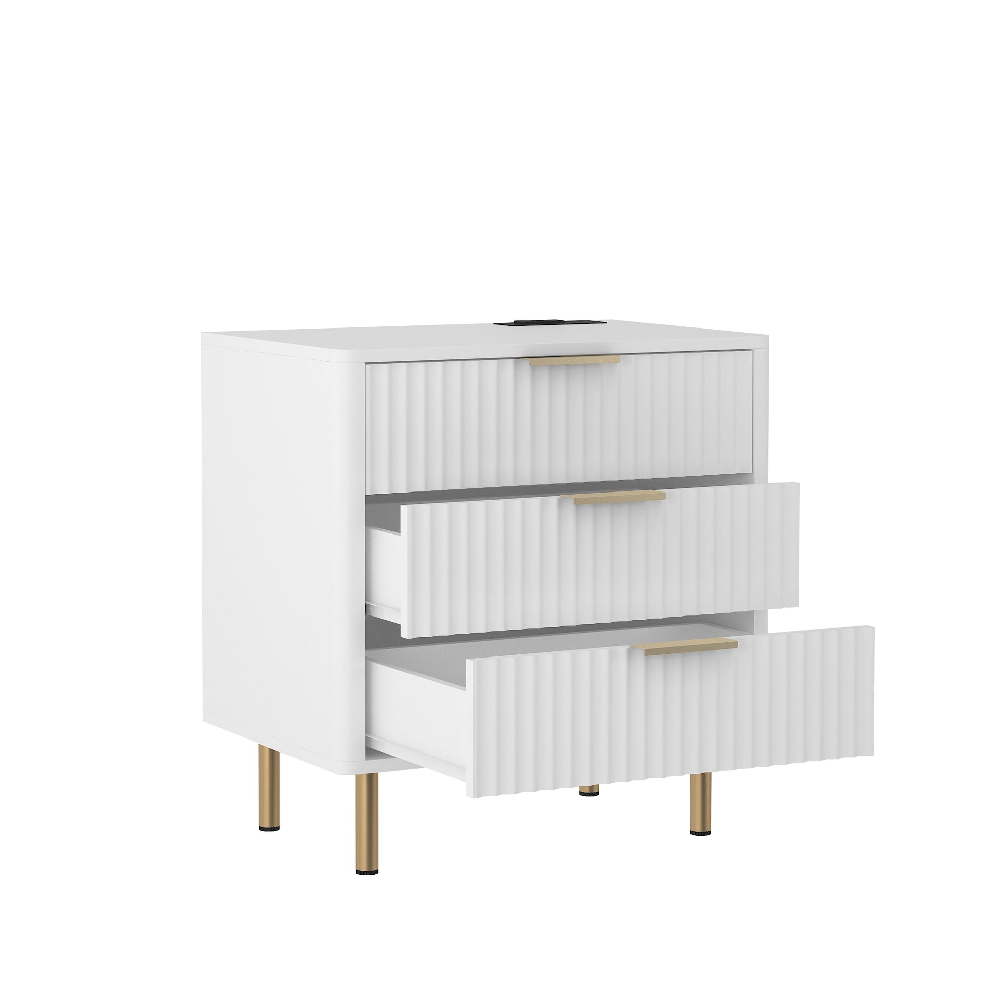 Nightstand with Charging Station - White - detail view 2