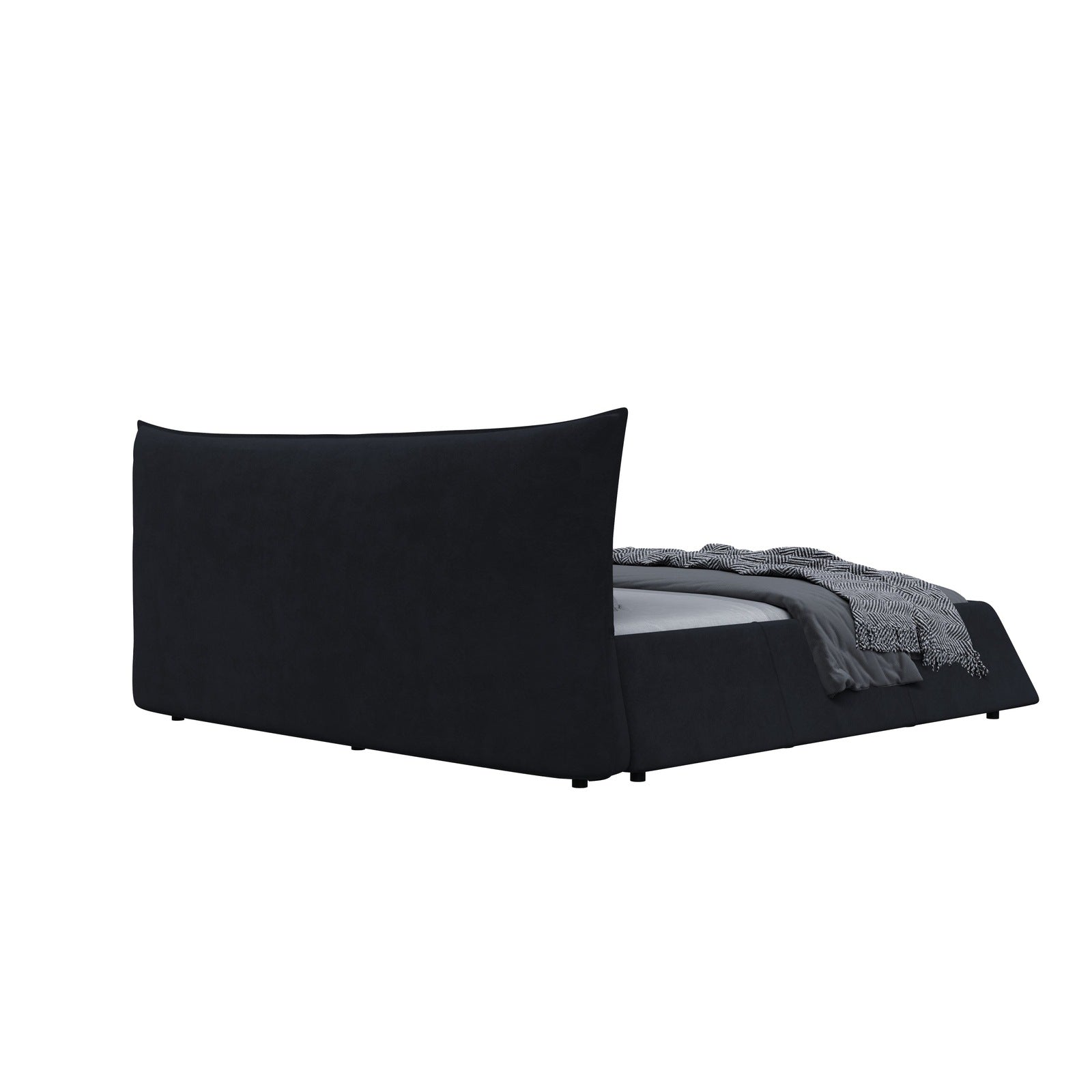Zephyra Modern Velvet King Size Platform Bed in Black