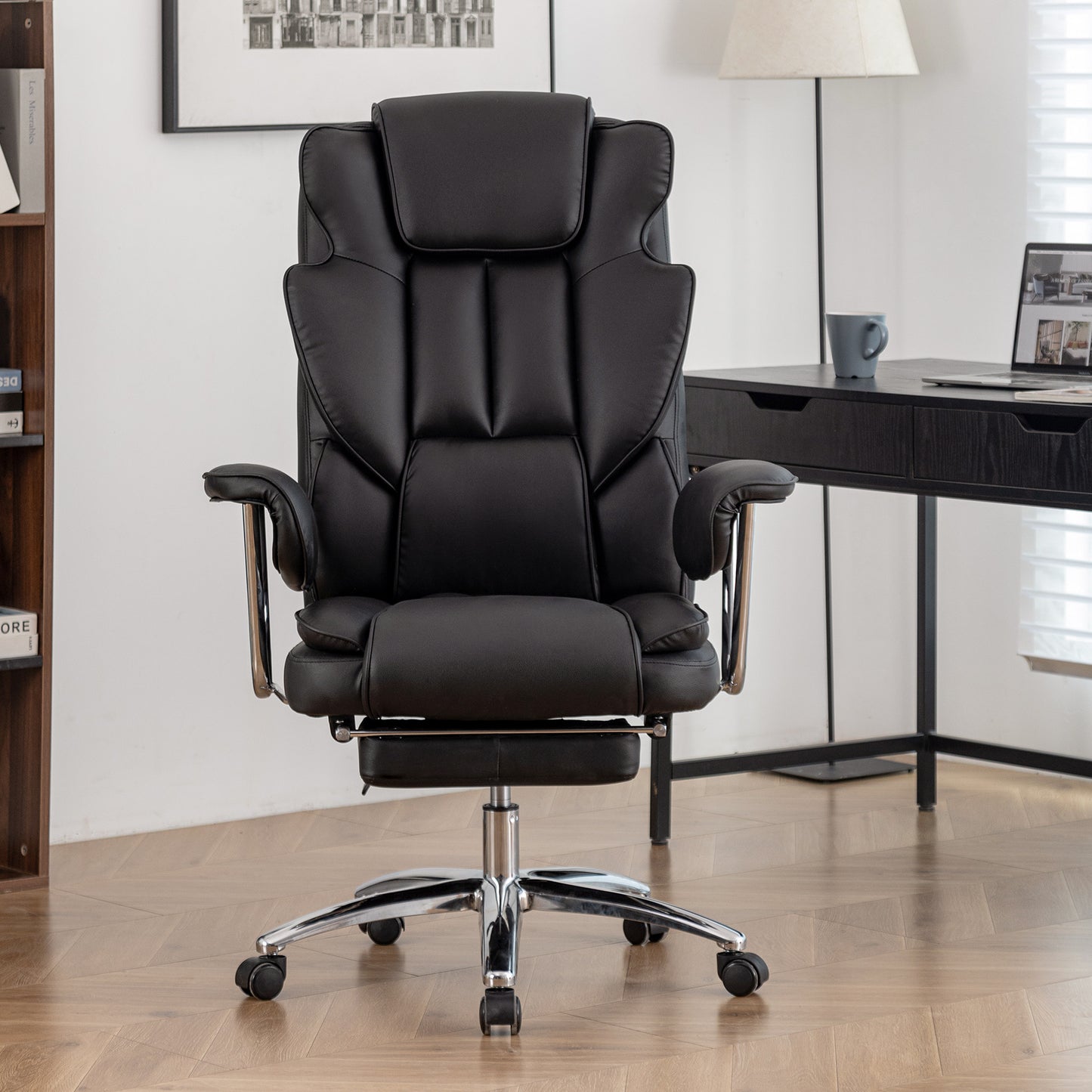 Marg Big & Tall PU Leather Executive Office Chair, Black