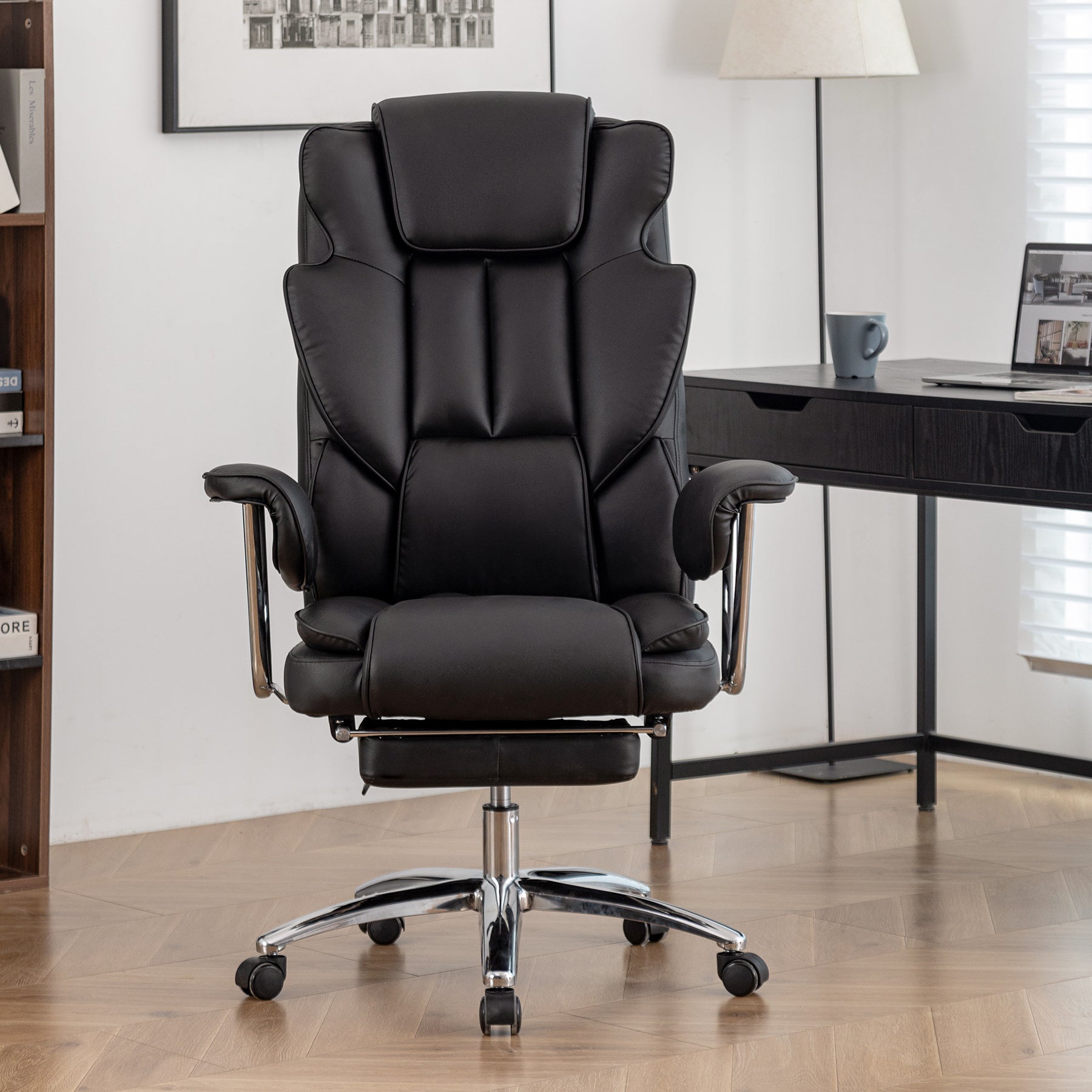 Marg Big & Tall PU Leather Executive Office Chair, Black