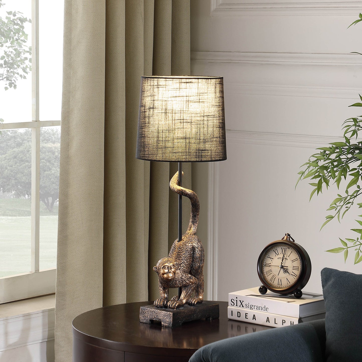 24' In Wildlife Old World Antique Bronze Capuchin Monkey Polyresin Table Lamp