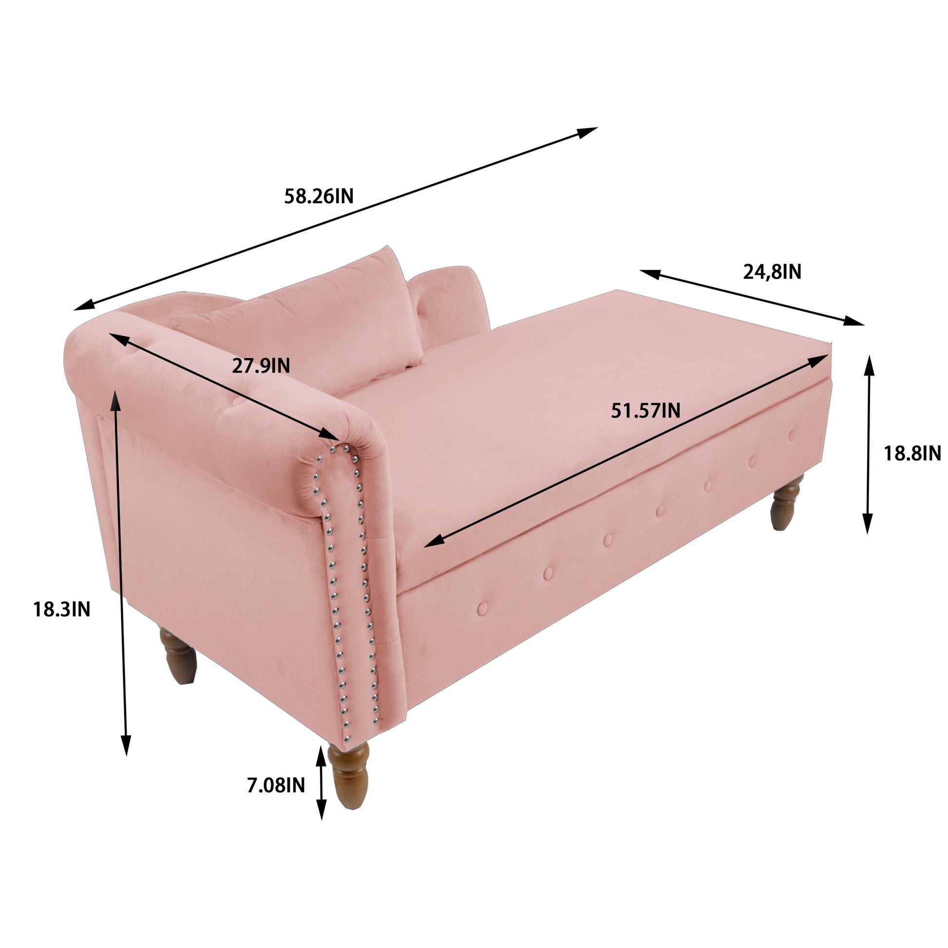 Pink Chaise Lounge Indoor - detail view 3