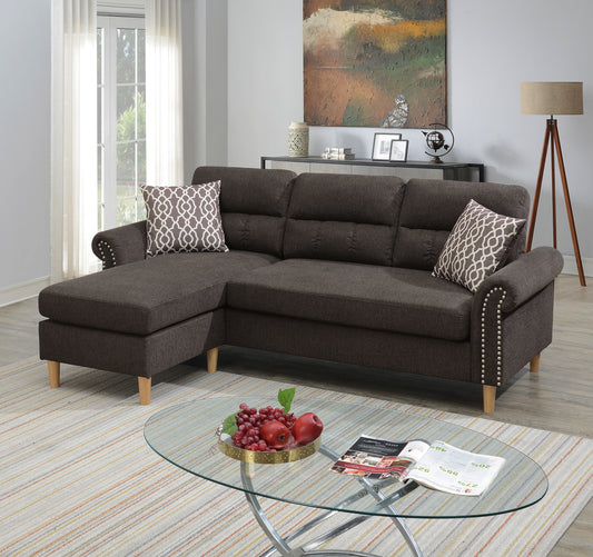Reversible Sectional Set W/ 2 Accent Pillows in Tan - primary color shot