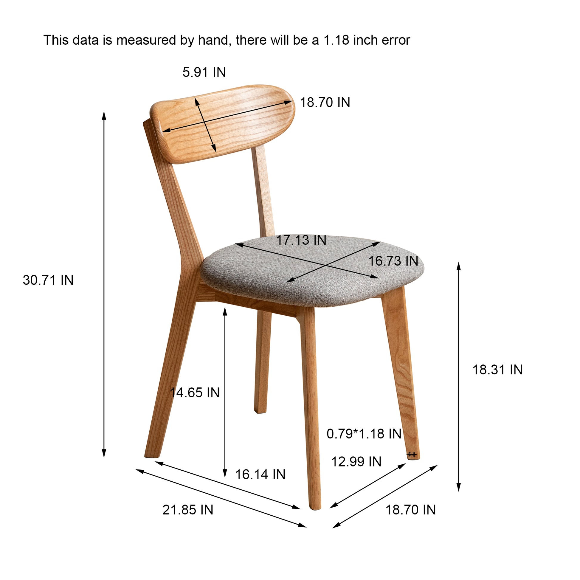 Dining Chair Wooden FAS Grade Oak Natural Wood Made in North America 100% Dirt-Free Wood Chair Solid Chair Table Chair Wooden Living - detail view 2