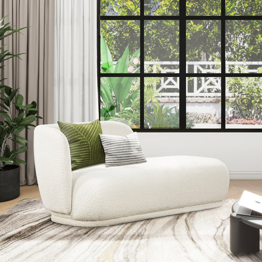 Aire 75' RAF Modern Rounded Chaise Lounge - White - primary color shot