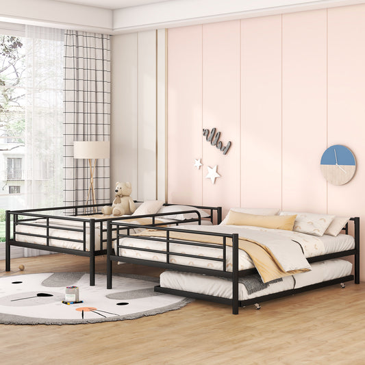 Full XL over Queen Metal Bunk Bed with Trundle - Black - detail view 2