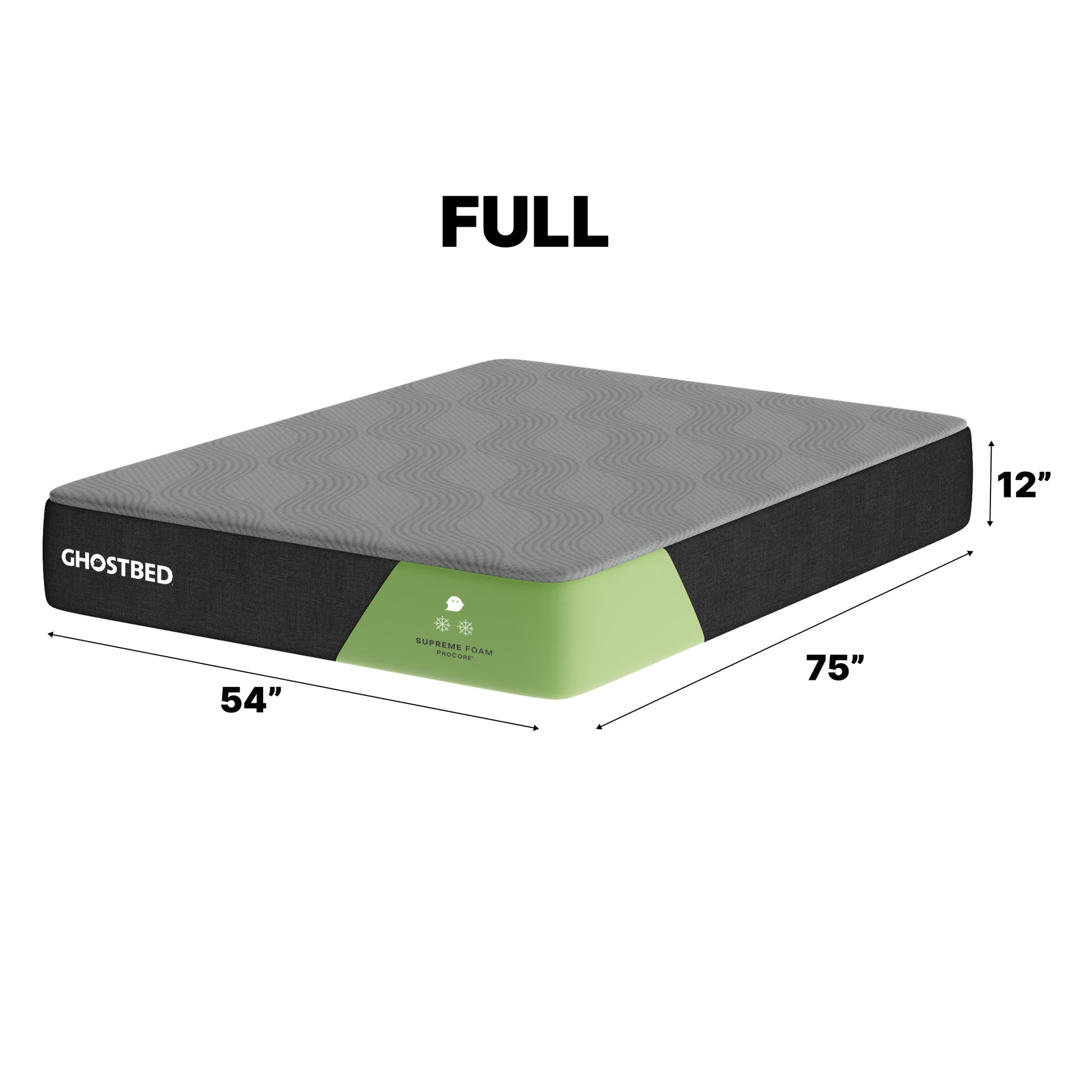 Ghostbed Supreme 12' Full Foam Mattress in Grey with Procore Technology and Cooling Cover - detail view 3