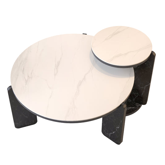 White & Black Nesting Tables with Black Legs - primary color shot